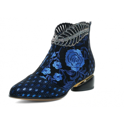 genuine leather boots embroidery ethnic bohemia MA